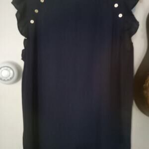 LOFT blouse size medium ruffled Casual Preppy Navy Blue